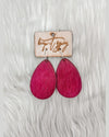 Cowhide Teardrop Earrings-Earrings-Keep it Gypsy-Magenta-kidtasticsgymnastics